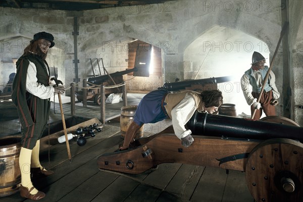 Reconstruction of the Tudor gunroom, Pendennis Castle, Cornwall, 1997