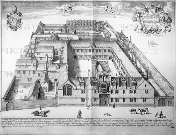 Perspective view of Corpus Christi College, Oxford, Oxfordshire, c1860-c1922