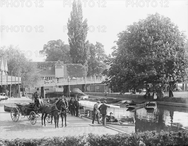 Edward, Prince of Wales sitting on the Arethusa, Goring, Oxfordshire, c1860-c1922