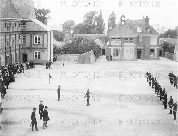 Soldiers on parade at the parade ground in Cowley, Oxford, Oxfordshire Artist