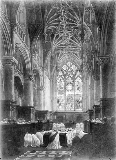 Choir of Christ Church Cathedral during a service, Oxford, Oxfordshire