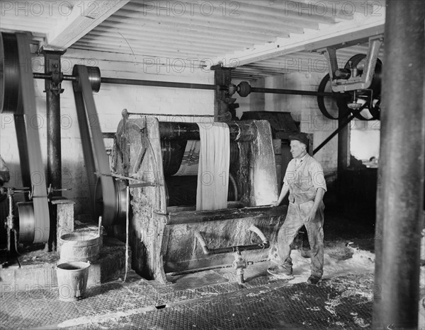 Early Blanket Factory, Witney, Oxfordshire, 1898. Washing blankets in the factory Artist