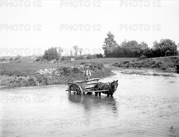 A man and a horsecart in the middle of the river,  Duxford, Hinton Waldrist, Oxfordshire, 1880 Artist