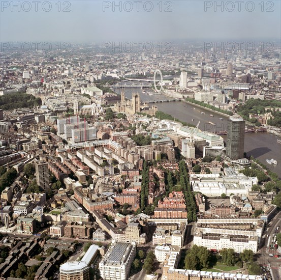 Aerial view of Westminster, London, 2002