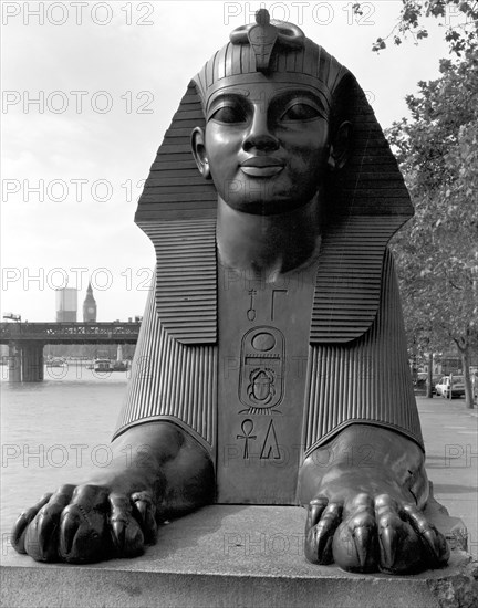 Sphinx guarding Cleopatra's Needle, Westminster, London