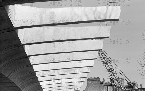 Hammersmith Flyover during construction, Hammersmith, London, 1961