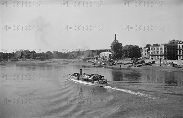 A passenger steamer on the Thames at Hammersmith, London, c1945-1965