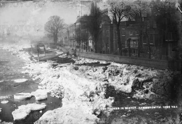 Frozen River Thames, Hammersmith, London, 1895