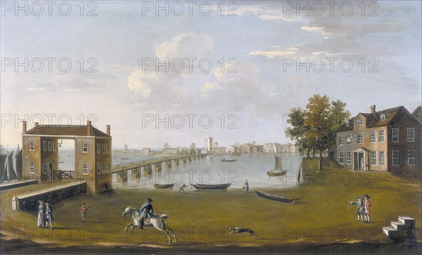 'Putney Bridge and Village from Fulham', c1750. Artist: Unknown