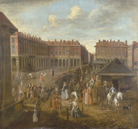 'Covent Garden Piazza and Market', c1725. Artist: Joseph van Aken