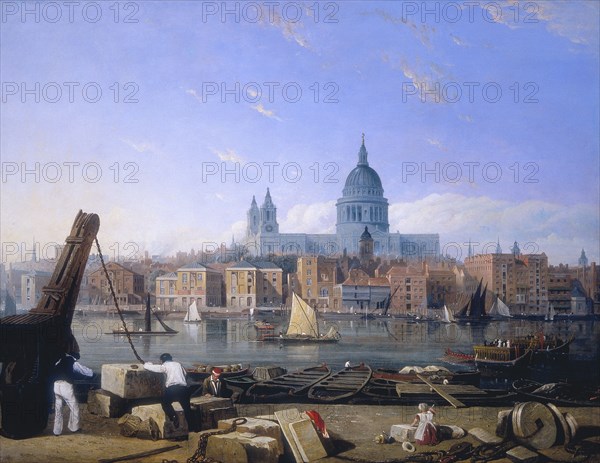 'The City from Bankside', 1820s. Artist: Thomas Miles Richardson I