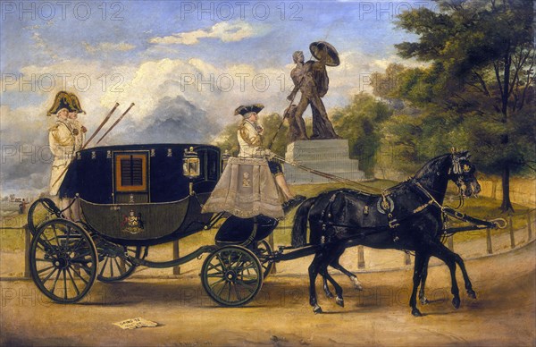 'The Dress Carriage of Viscount Eversley in Hyde Park', c1856. Artist: Edwin Frederick Holt