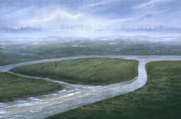 Valley of the River Colne, Southern England, 8000 BC Artist: Frank Gardiner