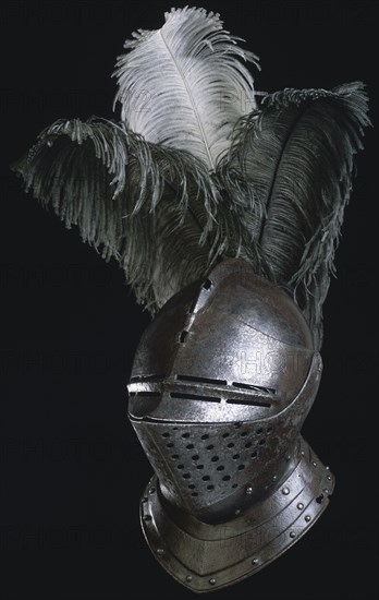 Steel helmet made in the Royal Armory at Greenwich Palace, from London, c1540. Artist: Unknown