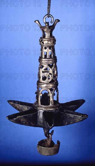 Bronze Hanging Lamp. Artist: Unknown