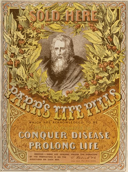 Poster advertising Parr's Life Pills, 19th century. Artist: Unknown