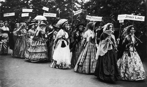 The 'Famous Women' Pageant of the Women's Coronation Procession, London, 1911. Artist: Unknown