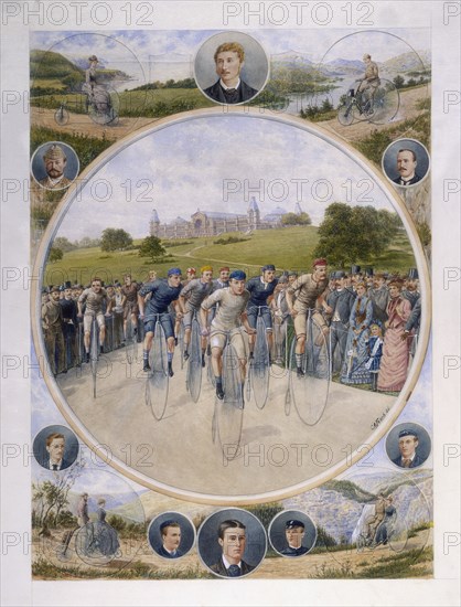 Cyclists at Alexandra Palace, Wood Green, Haringey, London, 1886. Artist: CA Fesch