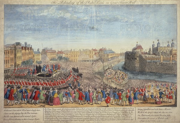 'The Beheading of the Rebel Lords on Great Tower Hill', c1746. Artist: Unknown