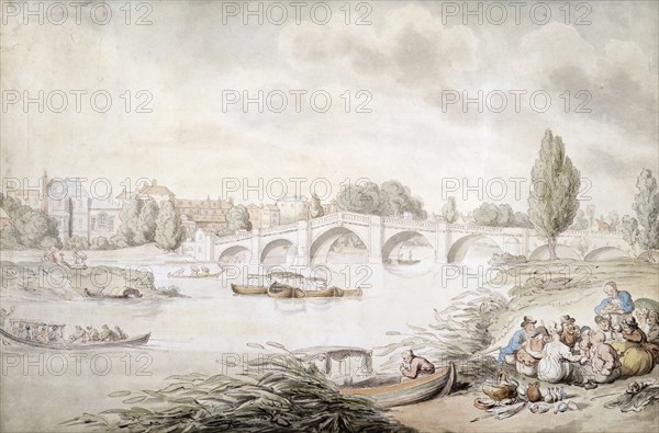 Richmond Bridge, London, (c1780-c1820?). Artist: Thomas Rowlandson