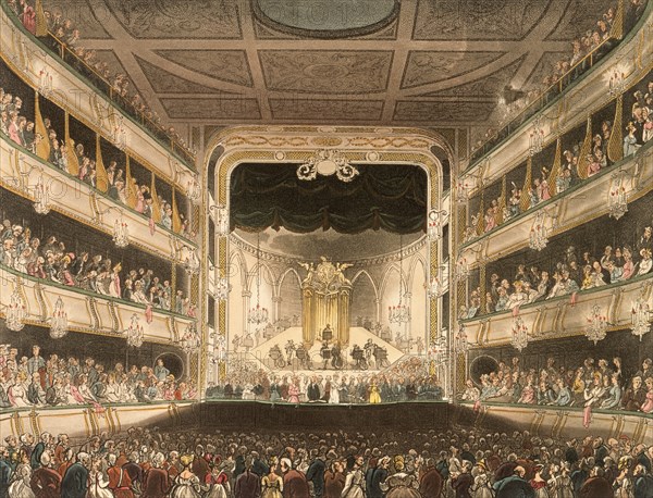 Interior of the Covent Garden Theatre, London, 1808. Artist: Thomas Rowlandson