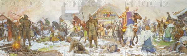 Episode at the coronation of William I, London, Christmas Day,1066, (early 20th century). Artist: Amedee Forestier