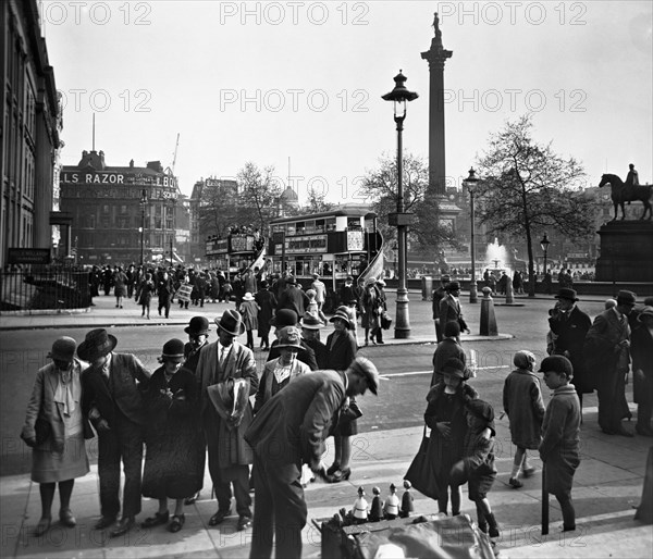 East side of Trafalgar Square, City of Westminster, London. Artist: Unknown