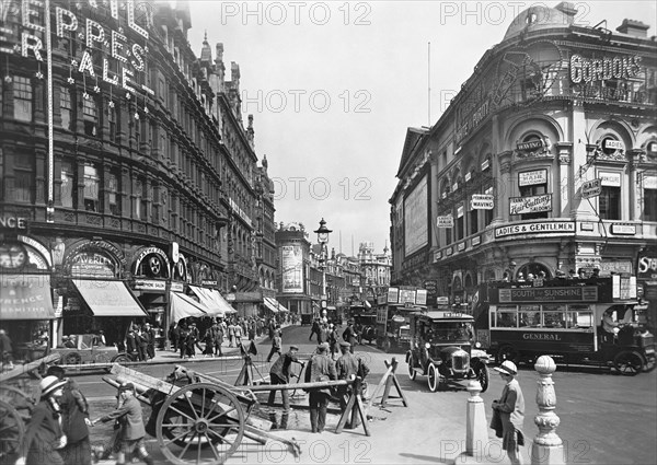 North-east view of Piccadilly Circus, City of Westminster, London. Artist: Unknown