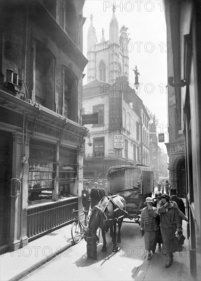 Bow Lane looking south, City of London, c1930. Artist: George Davison Reid