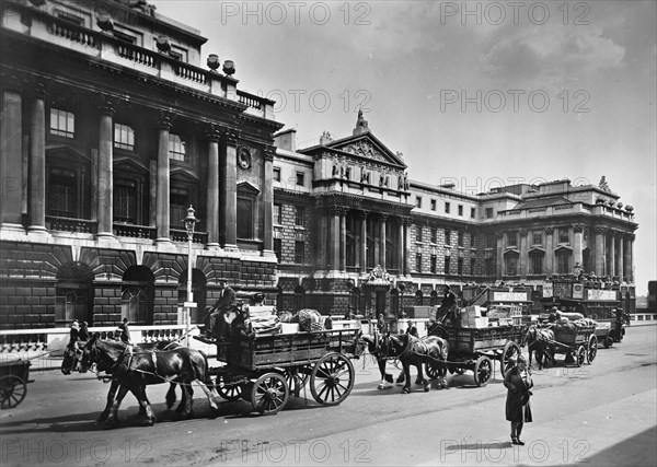 The west front of Somerset House, Lancaster Place, London. Artist: Unknown