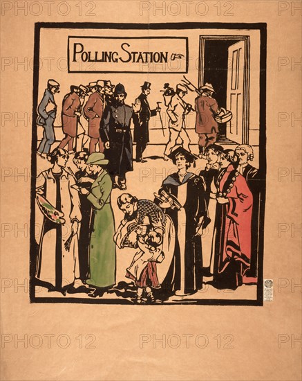 Polling station poster, c1910. Artist: Unknown