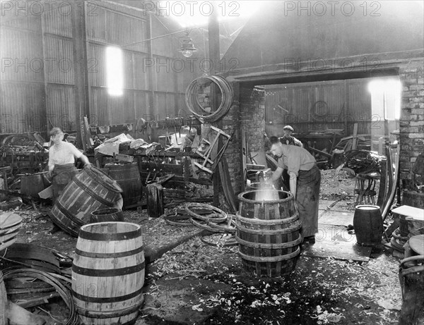 A cooperage, London, c1938. Artist: Unknown