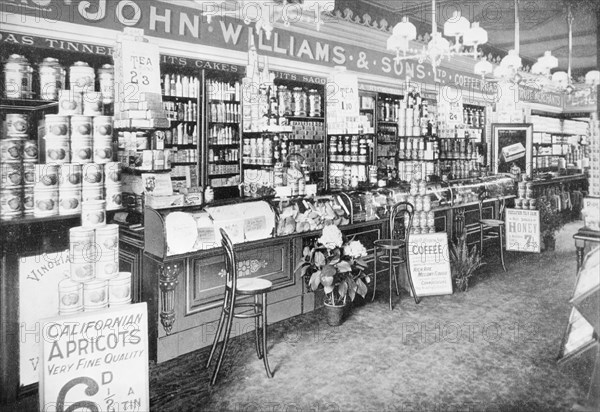 The interior of John Williams & Sons Ltd grocery shop, (early 20th century?). Artist: Unknown