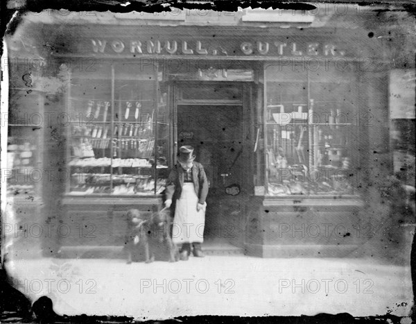 Exterior of Wormull & Cutler, a hardware shop, (late 19th century?). Artist: Unknown