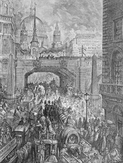 'Ludgate Hill-A Block in the Street', 1872. Artist: Quesnel