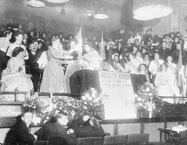 Emmeline Pankhurst, Langham Place, London, 14th January 1909. Artist: Unknown