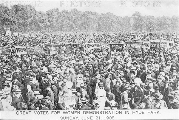 Women's Sunday, Hyde Park, Sunday 21 June 1908. Artist: Unknown