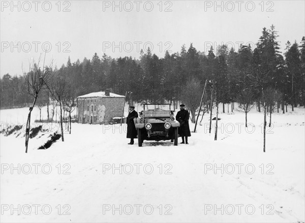1909 Rolls-Royce Silver Ghost in snow, France, c1909. Artist: Unknown