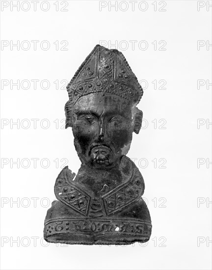 Pilgrim badge in the shape of St Thomas Becket's head, second half of the 14th century. Artist: Unknown