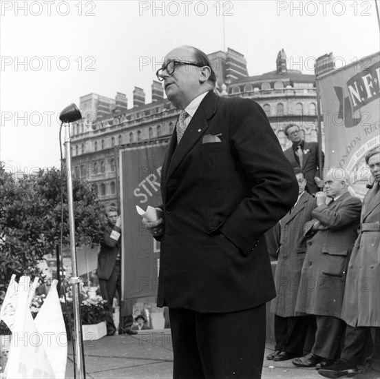 Bob Willis, Member General Council TUC, at London Labour Party Demo against Rent Act, 20 Oct 1957. Artist: Henry Grant