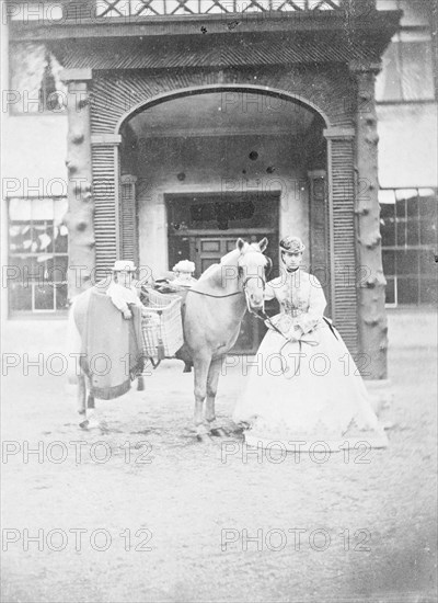 The Princess of Wales with Prince Albert Victor & Prince George (later King George V), 1866. Artist: Unknown