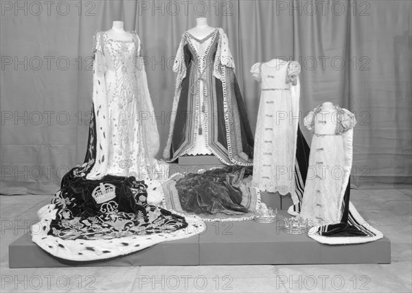 Coronation robes of Queen Victoria, Elizabeth & Princesses Elizabeth and Margaret. Creator: Unknown.