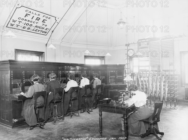 Walthamstow Telephone exchange, London, 1910. Artist: Unknown