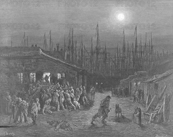 'The Docks - Night Scene', London, 1872. Artist: Gustave Doré