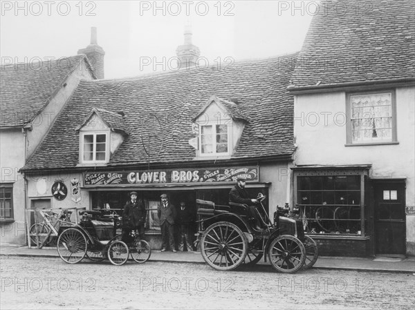 1898 Benz and an early Panhard, c1900. Artist: Unknown