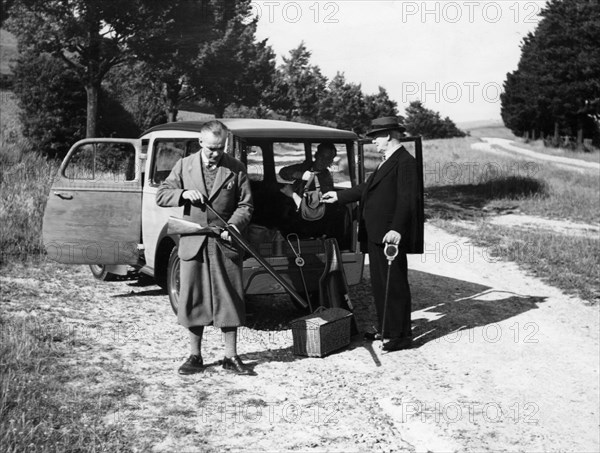 Men on a shoot with a 1939 Bedford HC 5/6cwt, c1939. Artist: Unknown