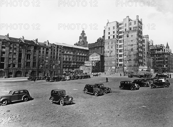 A car park, Brunswick Street, Liverpool, May 1946. Artist: Unknown