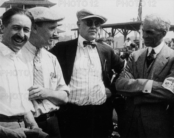 Jules Goux, Barney Oldfield and Henry Ford, Indianapolis, 1921. Artist: Unknown