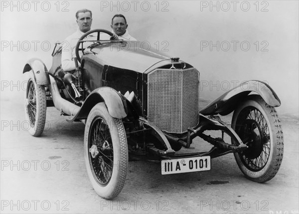 Alfred Neubauer behind the wheel of a 2-litre Daimler, Targa Florio, 1924. Artist: Unknown