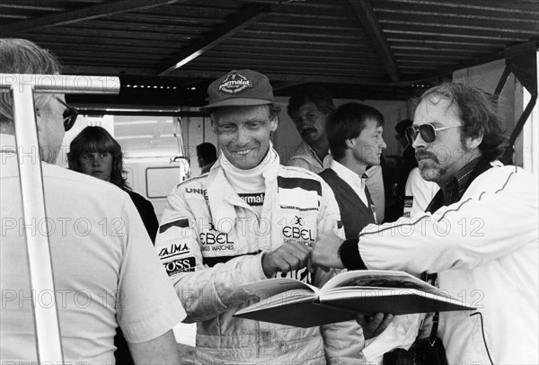 Niki Lauda, F1 driver for Marlboro McLaren, at the European Grand Prix, Brands Hatch, Kent, 1983. Artist: Unknown